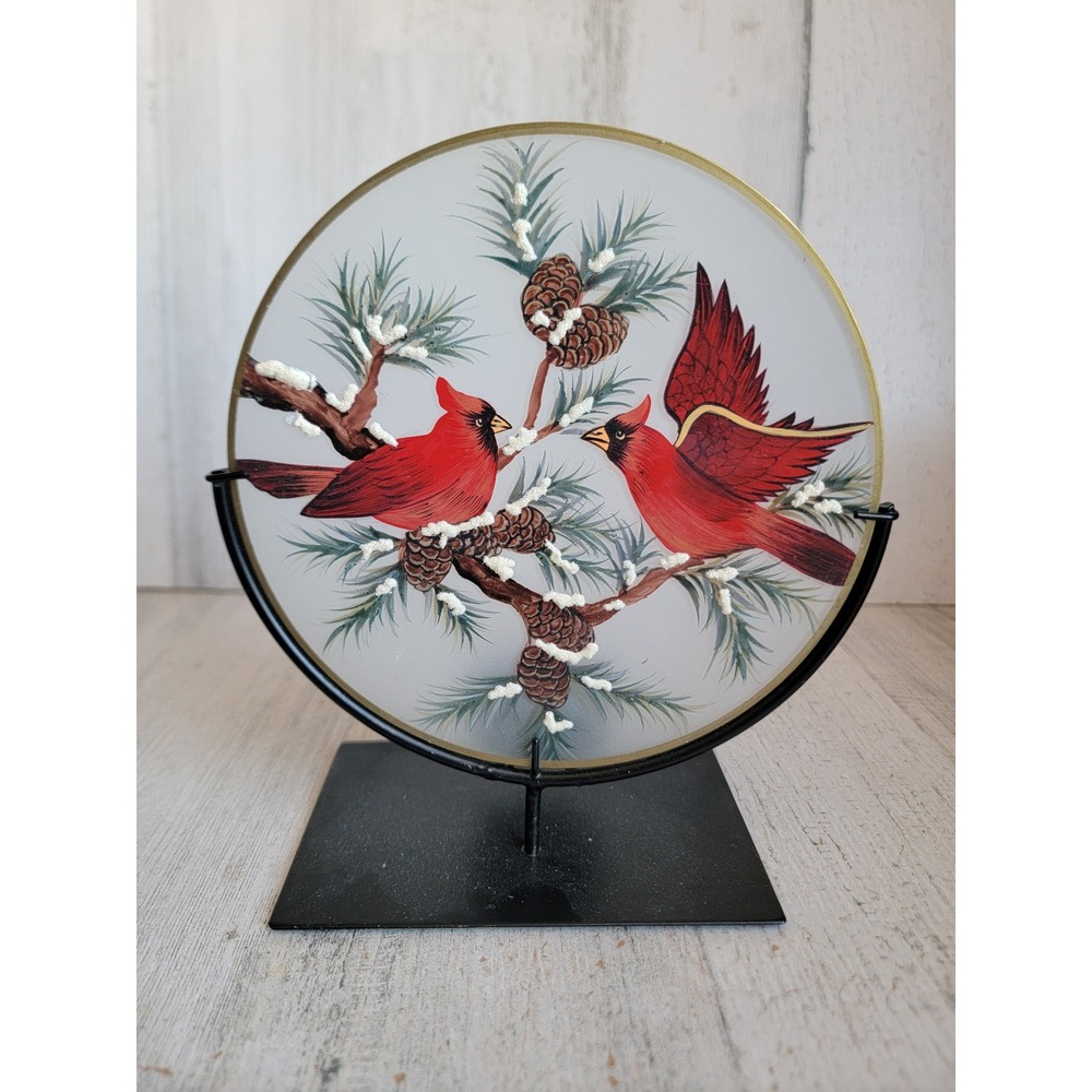 Unique‎ backdrop tealight candle holder red cardinal vintage Xmas decor figure